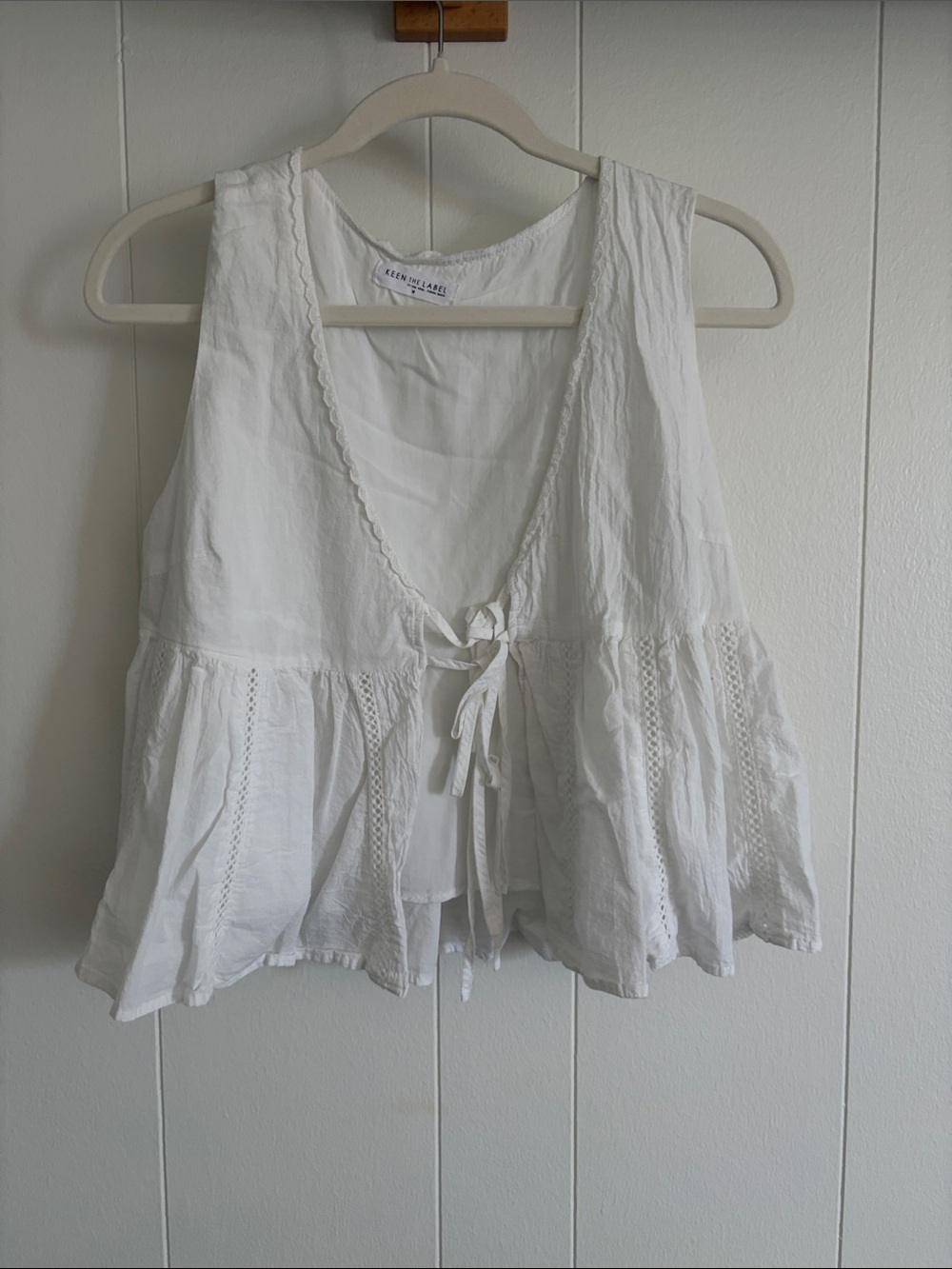 Lightweight White Tie-Front Cotton Camisole